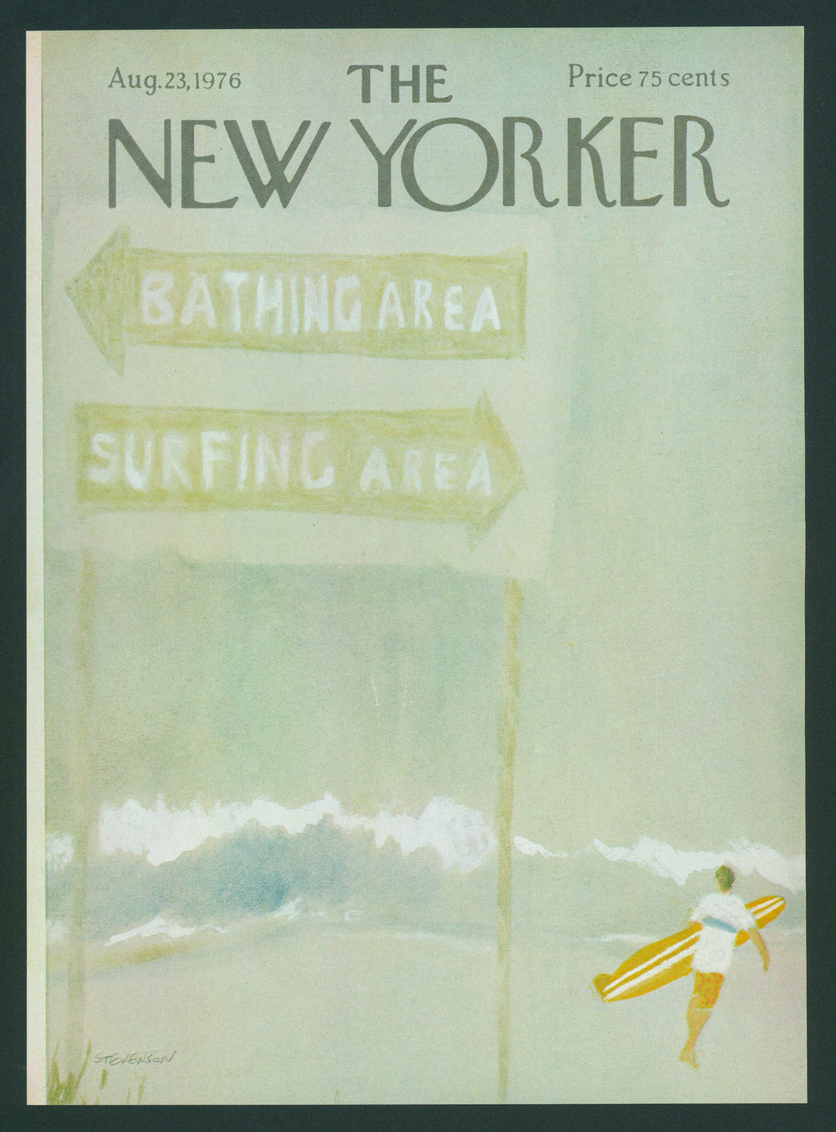 Gone Surfing- The New Yorker - Authentic Vintage Antique Print