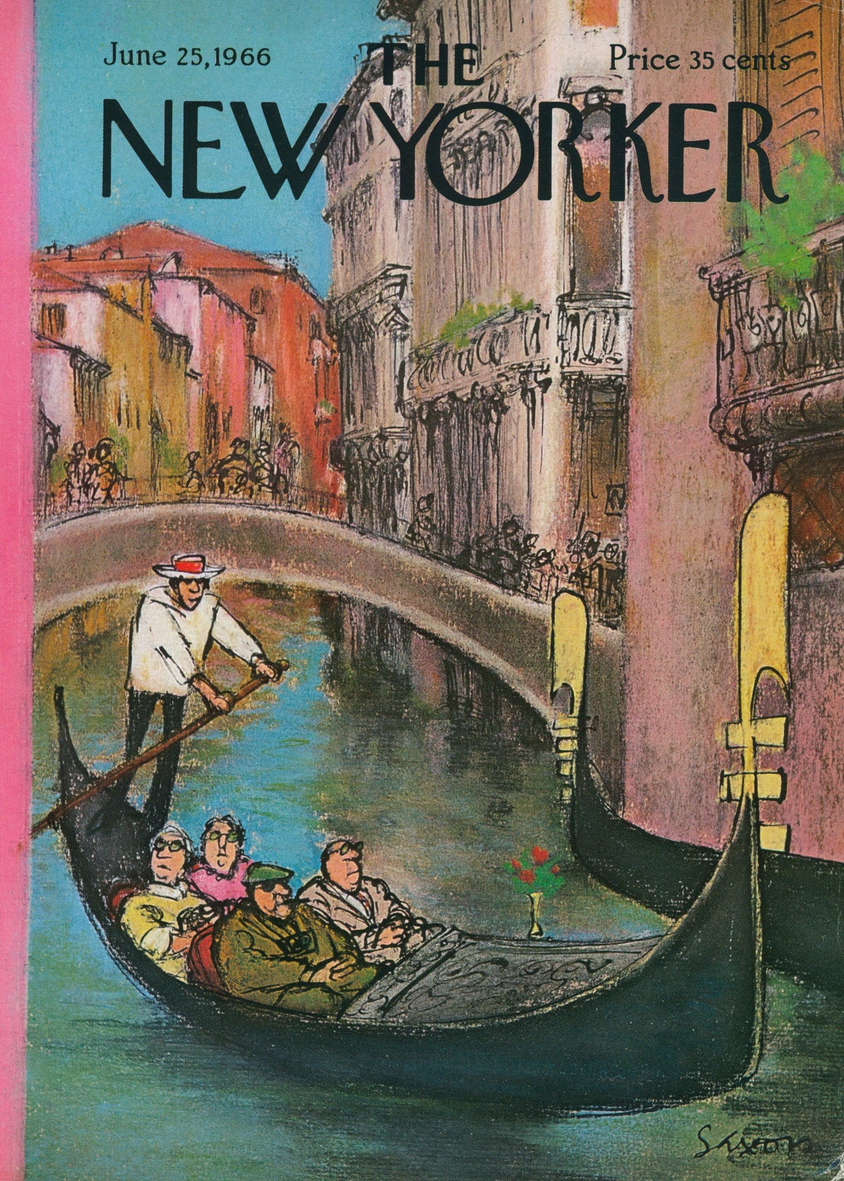 Day in Venice- The New Yorker - Authentic Vintage Antique Print