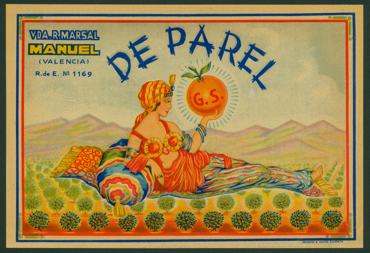 De Parel- Spanish Crate Label - Authentic Vintage Antique Print