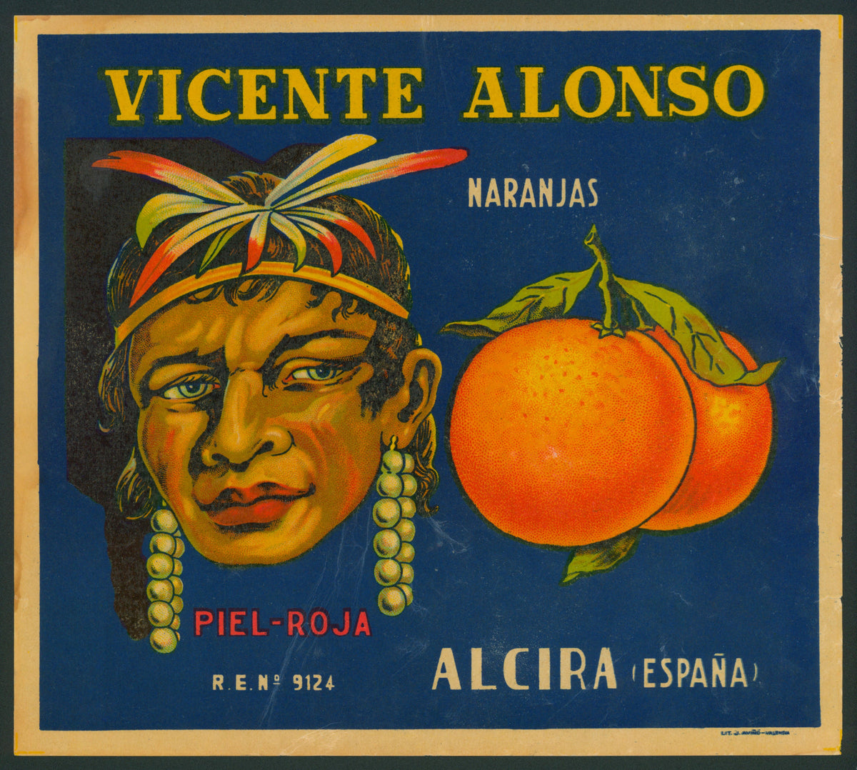 Vicente Alonso- Spanish Crate Label - Authentic Vintage Antique Print