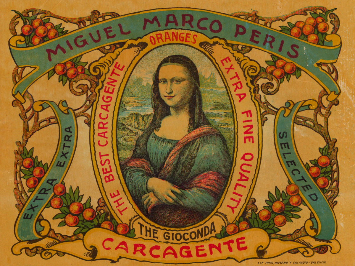 Mona Lisa- Spanish Crate Label - Authentic Vintage Antique Print