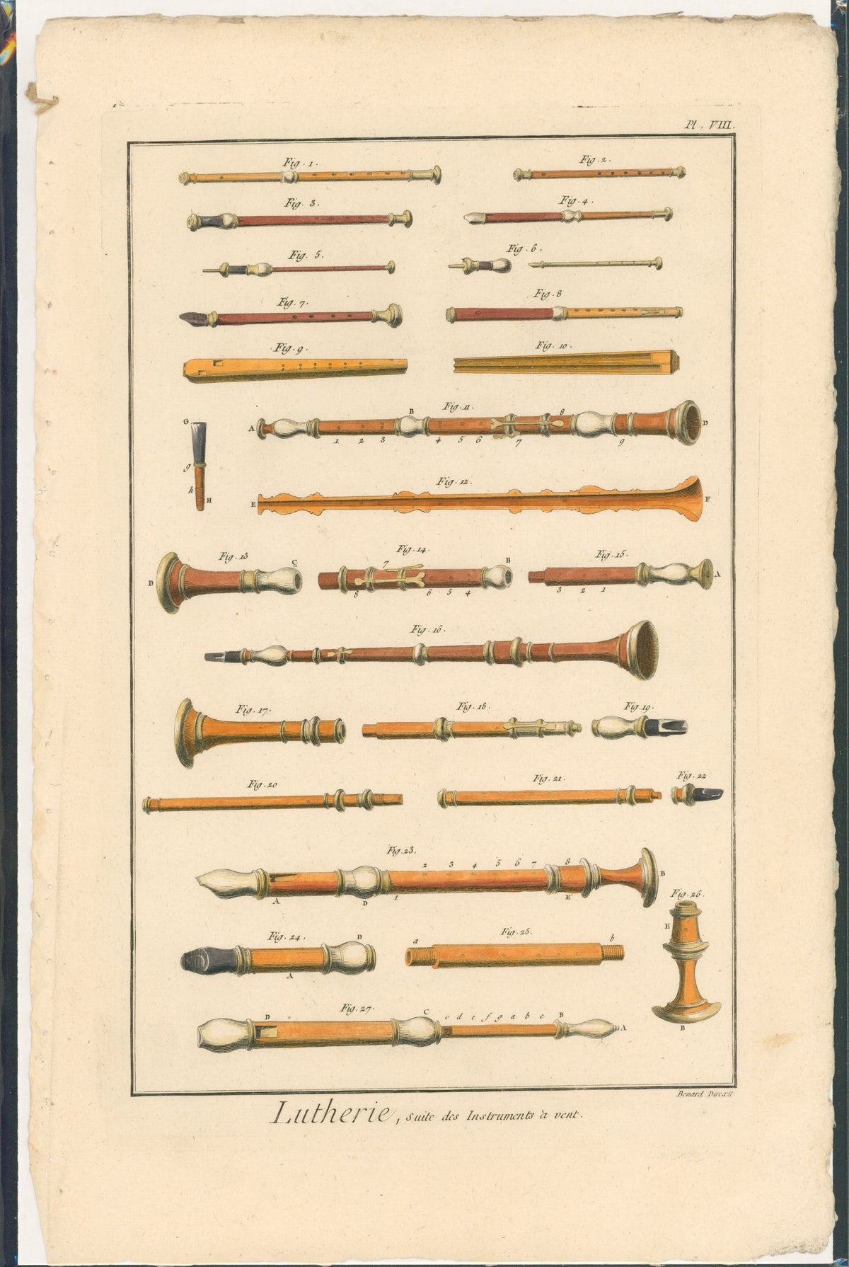 Woodwind Instrument- Hand Colored Engraving