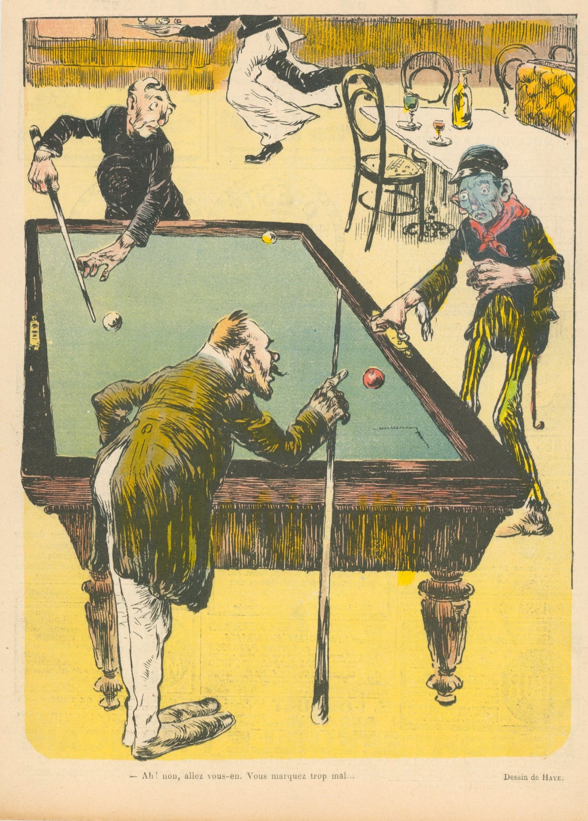 Playing Pool- French Satirical Comic