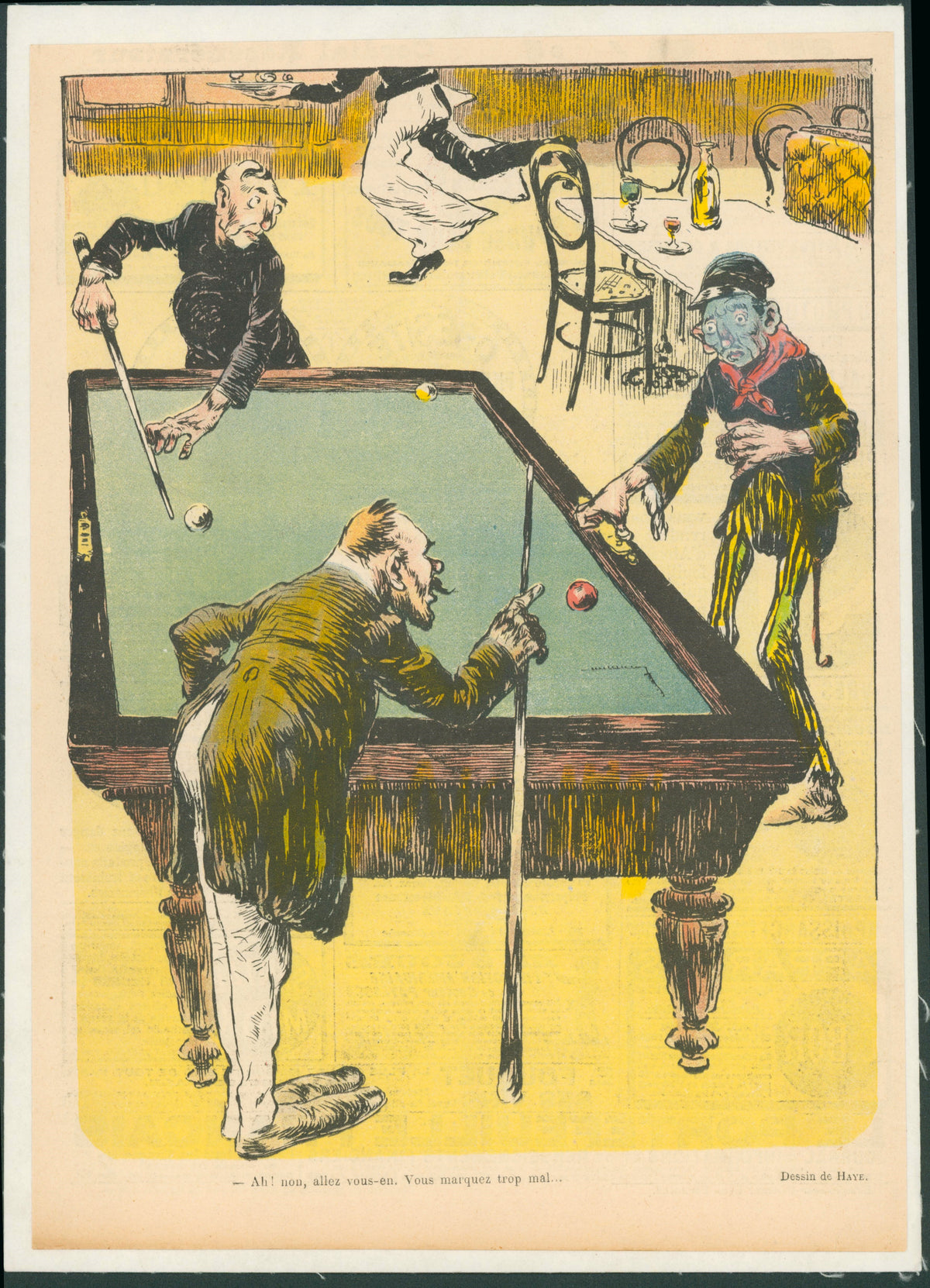 Playing Pool- French Satirical Comic