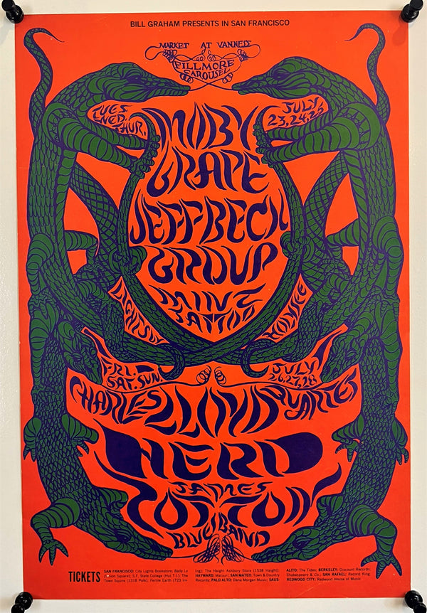 Authentic Vintage Poster | Moby Grape, Jeff Beck- Fillmore Auditorium ...