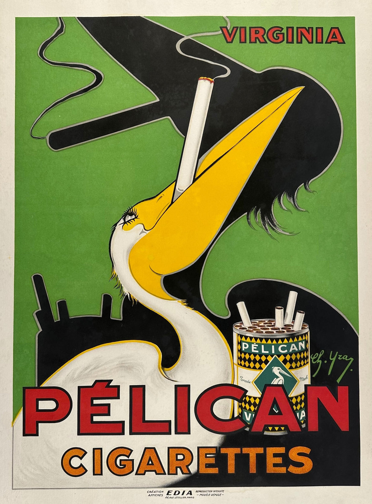 Pelican Cigarettes - Authentic Vintage Poster