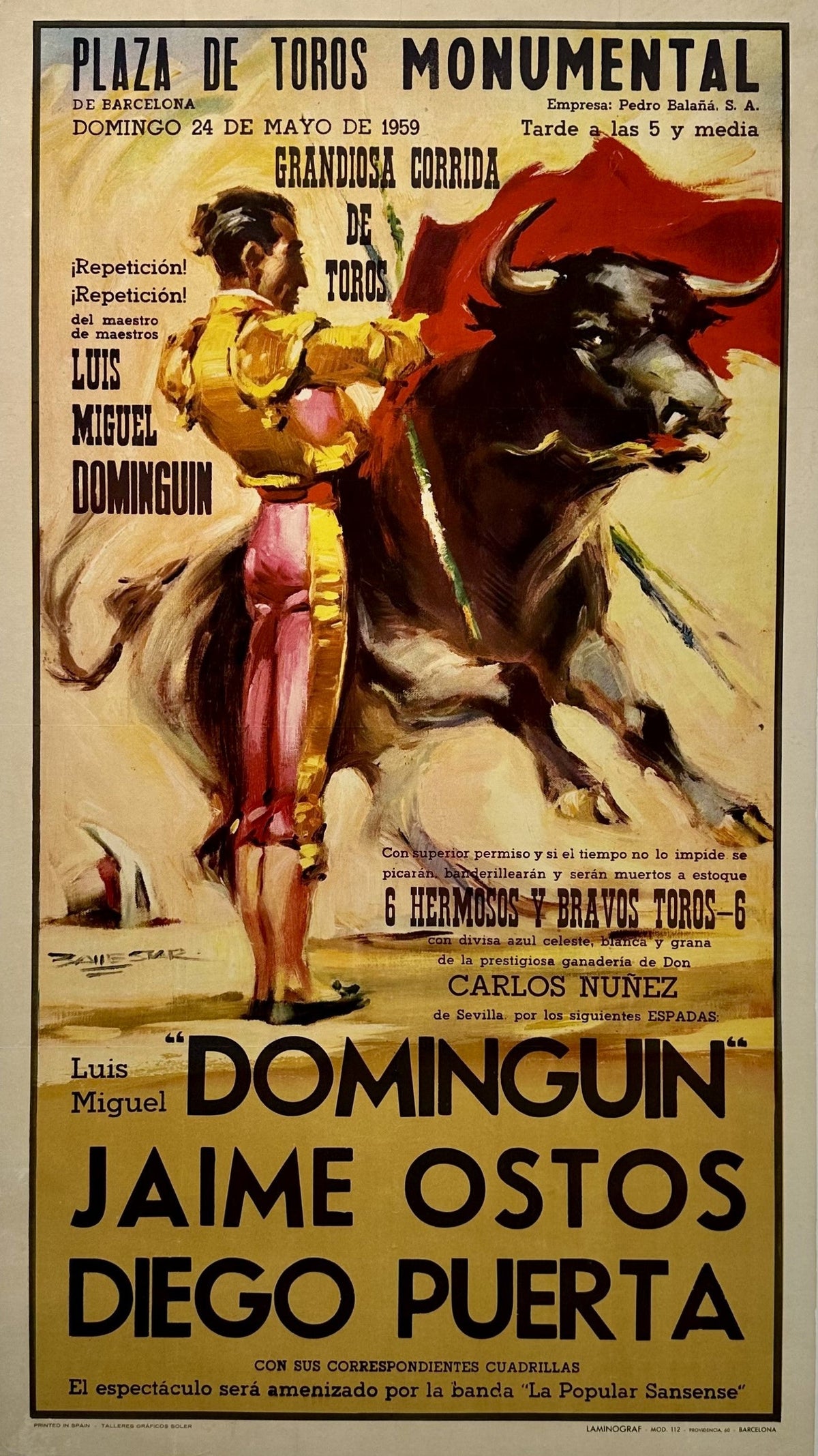 Plaza de Toros- Barcelona, Spain - Authentic Vintage Poster