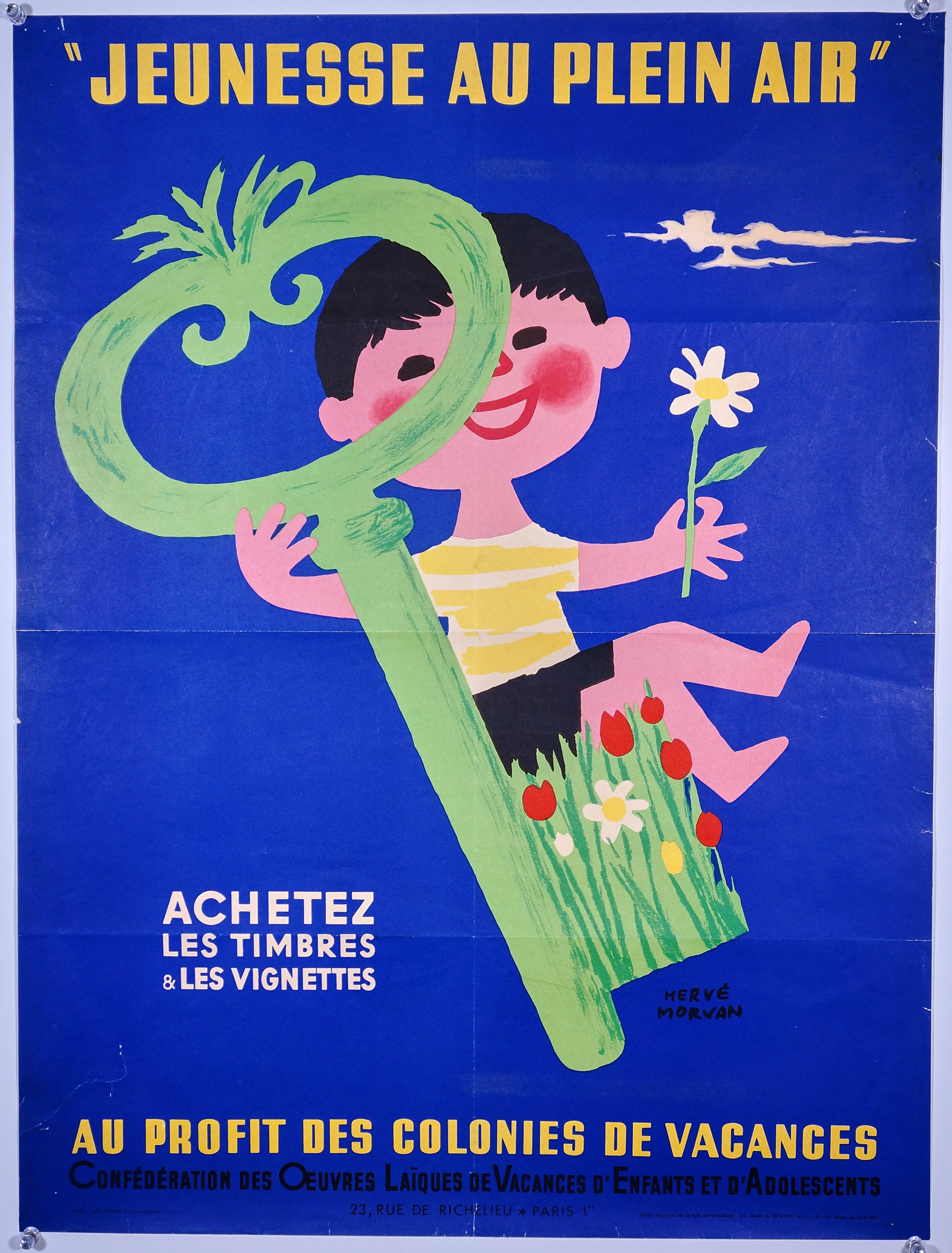 Jeunesse au Plein Air by Hervé Morvan- Original Vintage Poster - Authentic  Vintage Posters