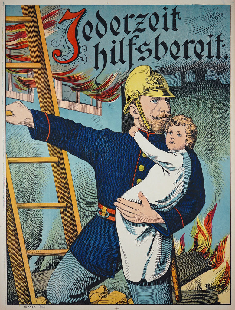 Authentic Vintage Poster  Wissembourg Firefighter No. 8030