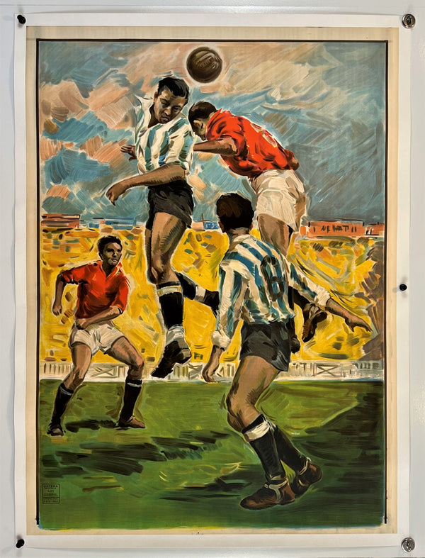 Soccer Header- Argentina vs. Spain, Original Vintage Poster - Authentic ...