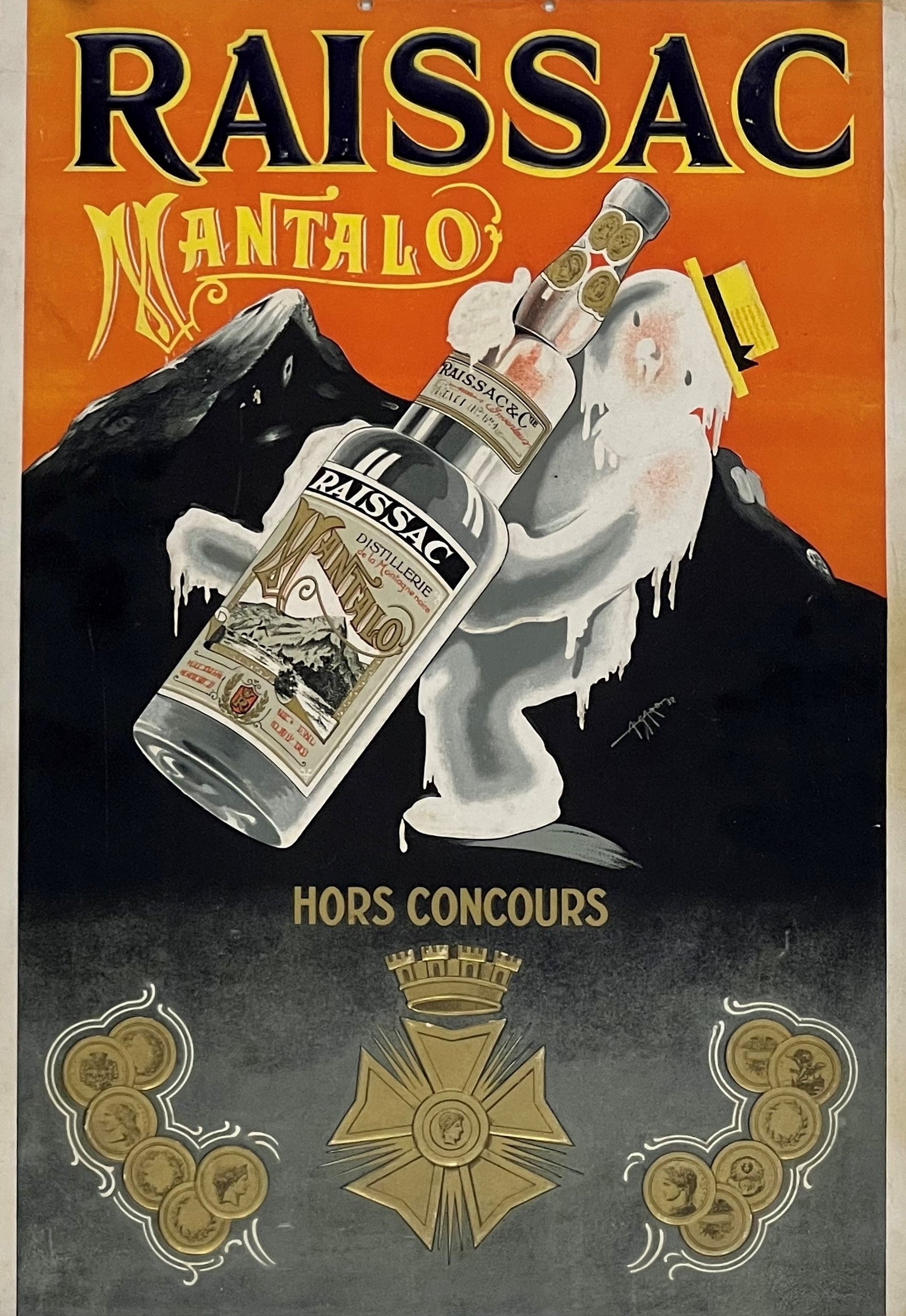 Mantalo-Raissac Alcohol (1932) - Authentic Vintage Window Card