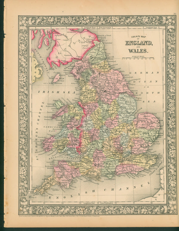 England, Wales- Antique Map- Original Antique Print - Authentic Vintage ...